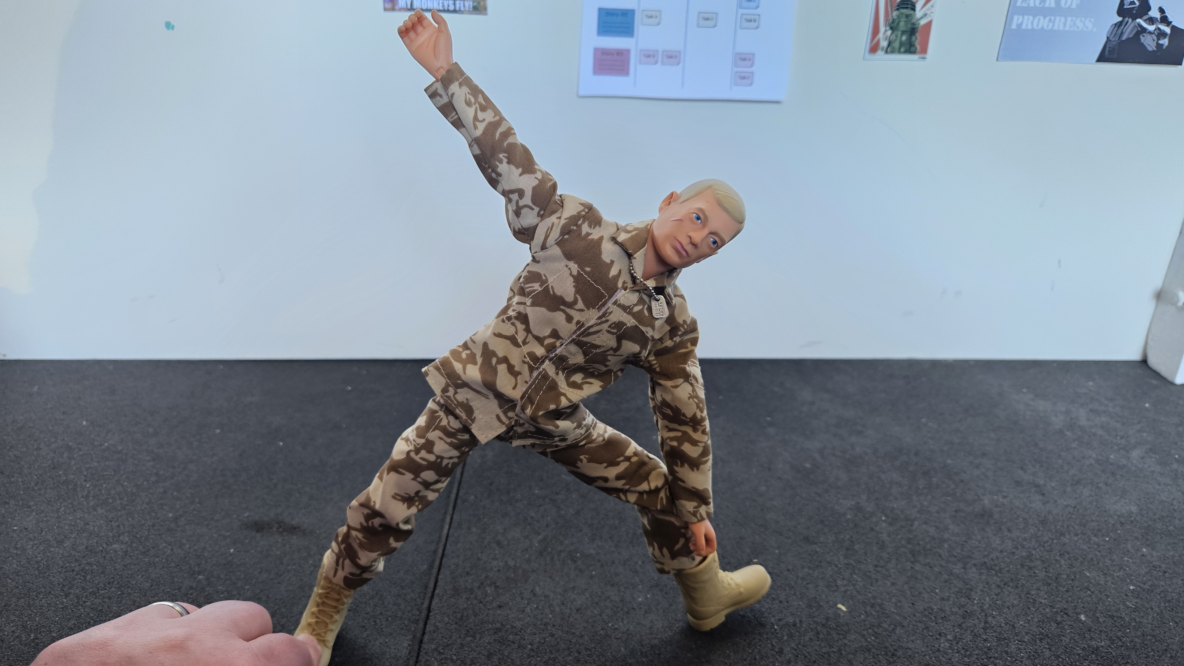 Action Man doing Triangle Pose